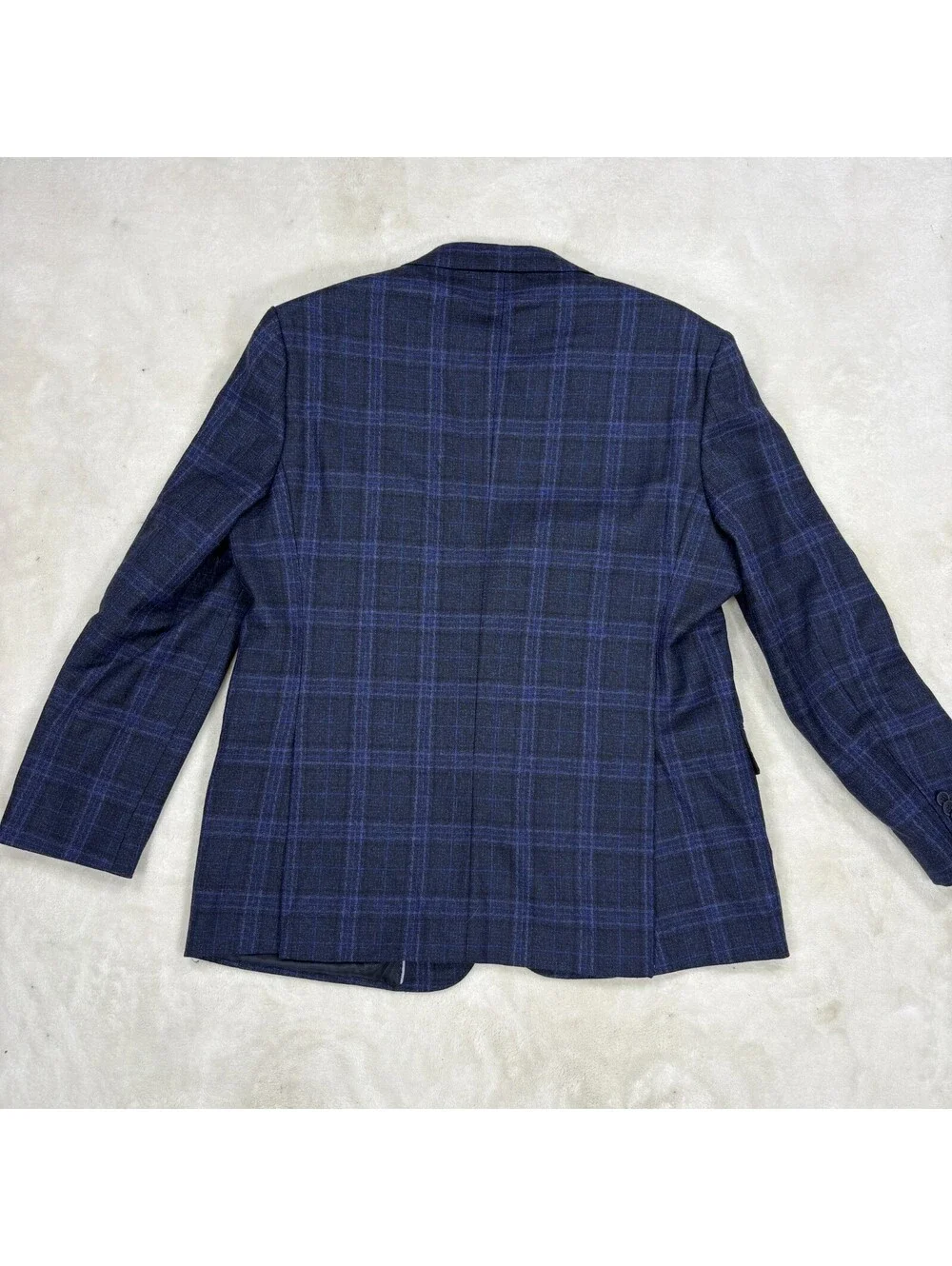 Joseph Abboud Heritage 44R Blue Plaid 100% Wool 2 Button Sport Coat Blazer